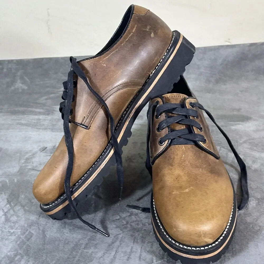 Broken Homme Leather Work Shoes Derby Lace Up Classic 8.5 USA Men’s Vibram